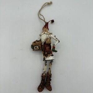 Kurt Adler Hinged Leg Santa Christmas Ornament Squirrel Acorn Birch EUC